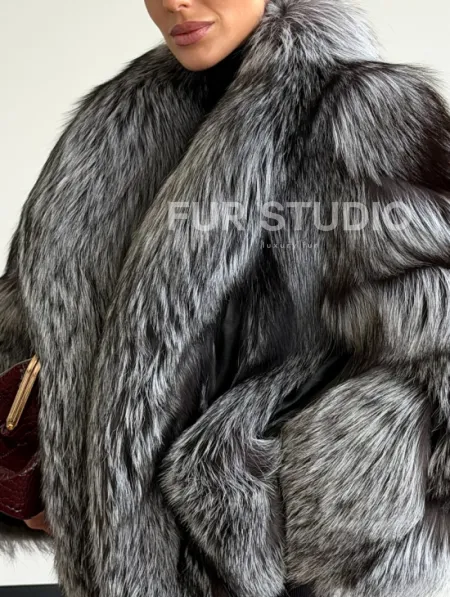Шуба из чернобурки - рукава косичкой - фото 1