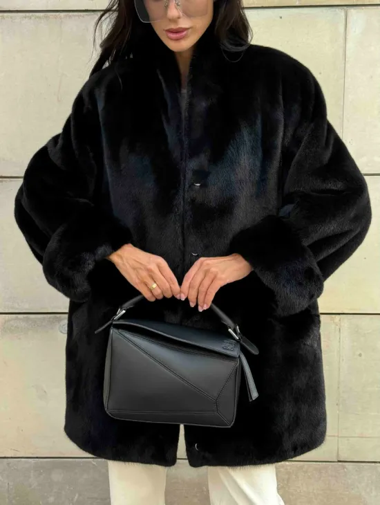Черная короткая шуба из меха норки Blackglama - фото 5