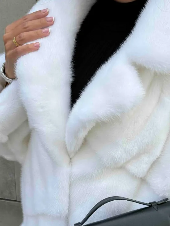 Длинная норковая шуба White COLLECTION с английским воротником - фото 1