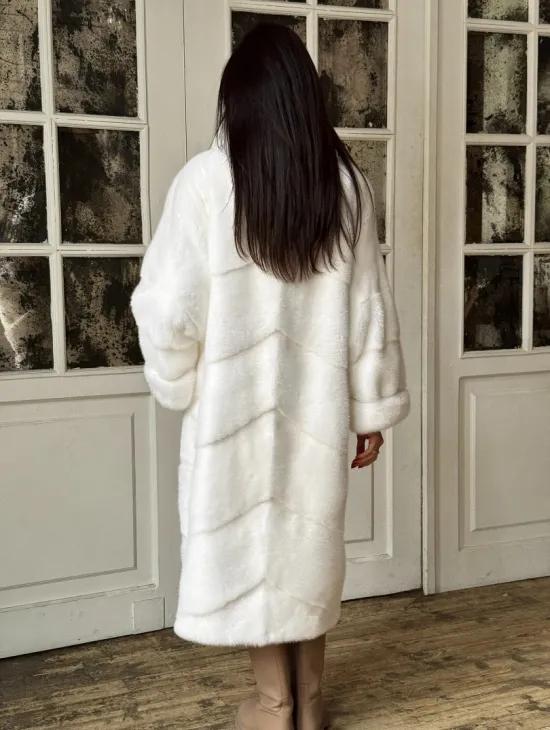 Эксклюзивная белая норковая шуба NAFA LUX английский воротник - фото 7