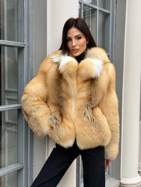 Полушубок из меха альпийской лисы Premium Golden Fox - фото 3