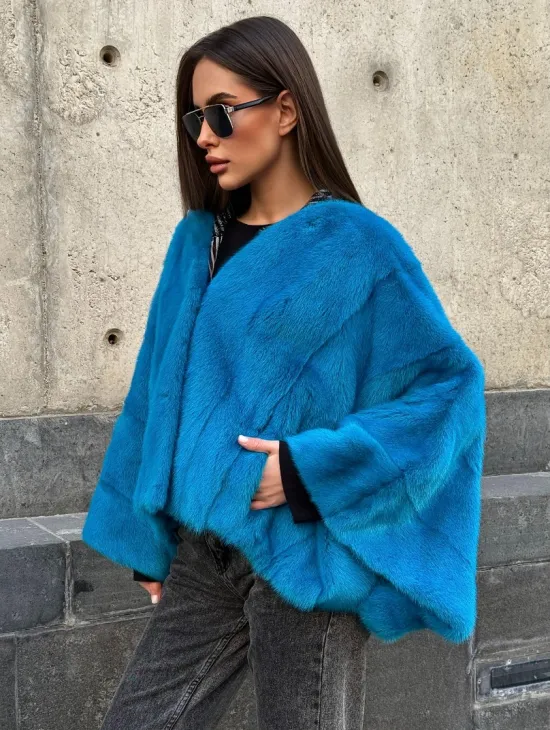Голубое норковое болеро 