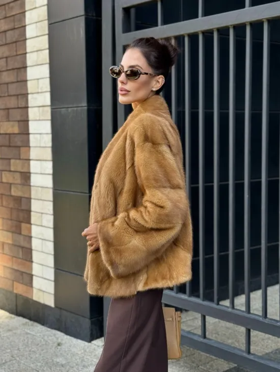 Норковый жакет Gold воротник V-образный - фото 11