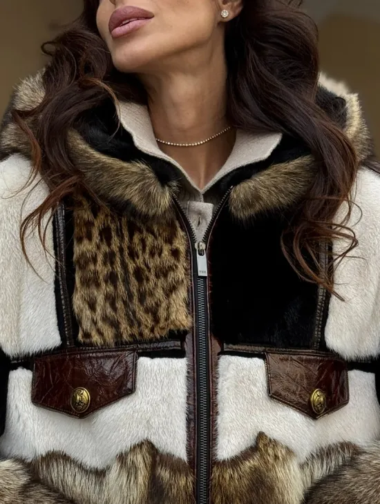 Женская меховая куртка с капюшоном из аукционной норки- черная - фото 1