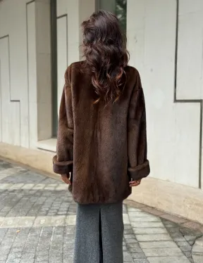 Коричневая шуба из норки - фото 9