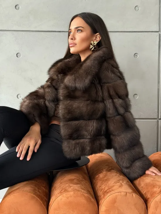 Короткая шуба из баргузинского соболя - фото 0