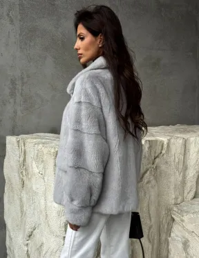 Голубая норковая шуба - фото 8