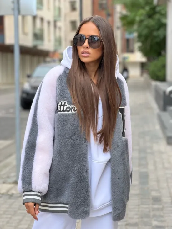 Короткая шубка - бомбер из шерсти - фото 0