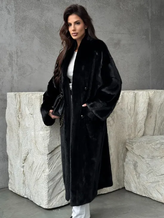 Черная норковая шуба из меха Saga furs - фото 6