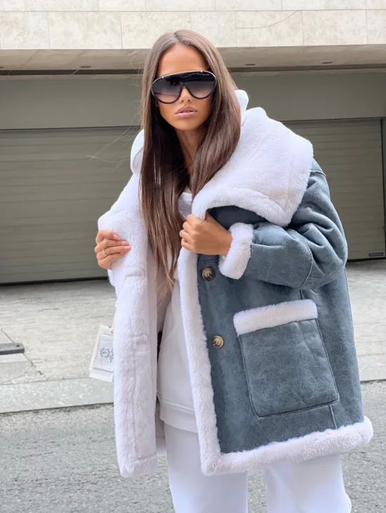 Двухсторонняя шубка - дубленка из натуральной шерсти - фото 0