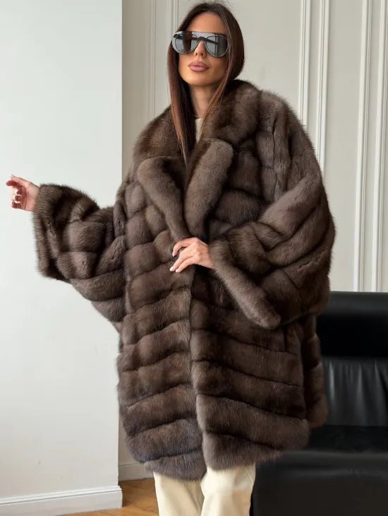 Шуба из баргузинского соболя - оверсайз - фото 0