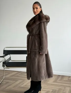 Шуба норковая длинная с капюшоном - фото 8