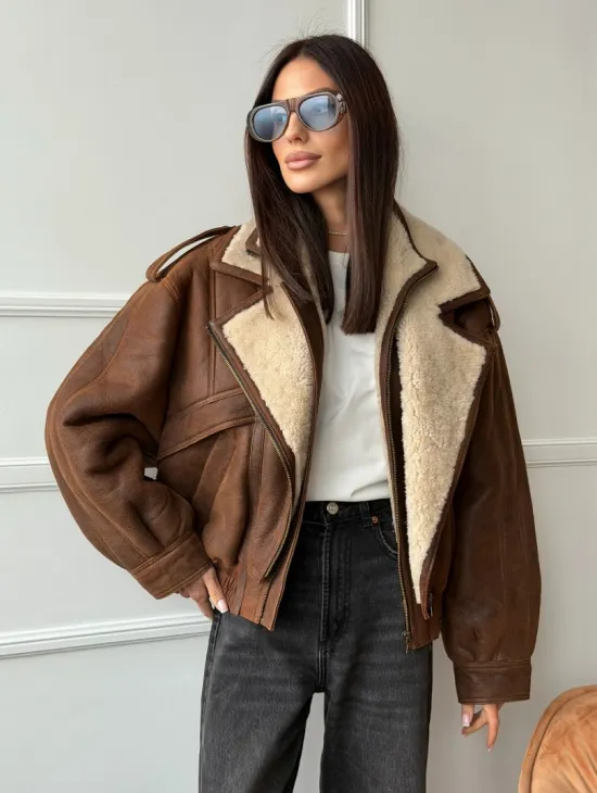 Молодежная куртка - дубленка из овчины - фото 0