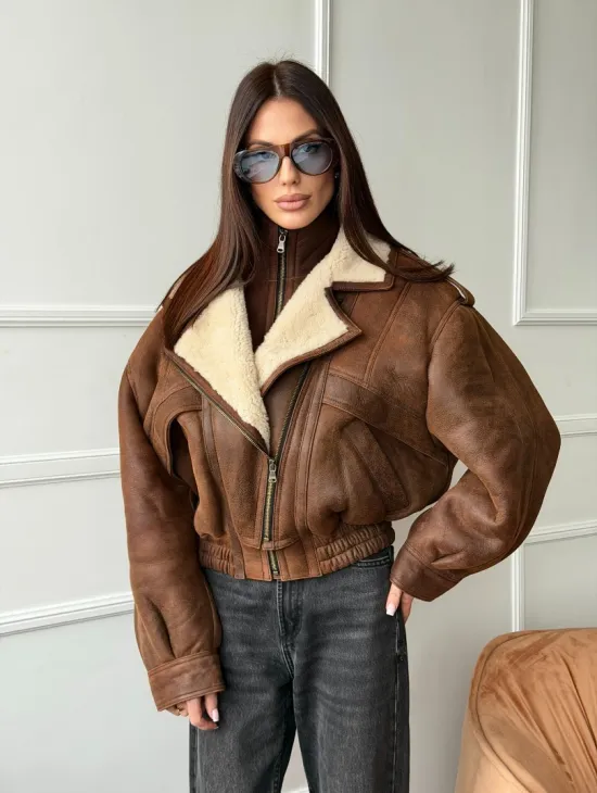 Молодежная куртка - дубленка из овчины - фото 11