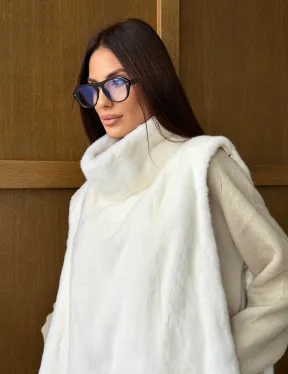 Белая норковая манишка - фото 3