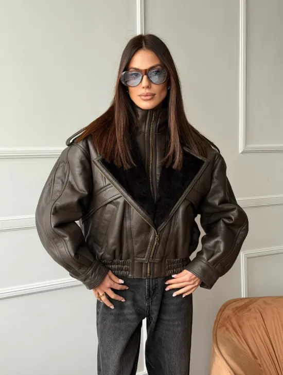 Стильная куртка - дубленка из овчины - фото 13