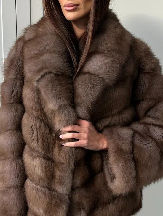 Куртка из куницы - воротник шаль - фото 1
