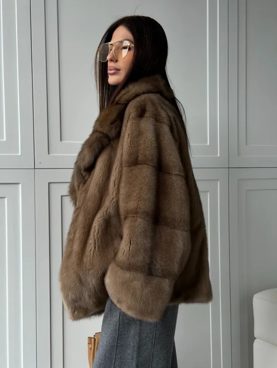 Куртка из меха норки - воротник куница - фото 11