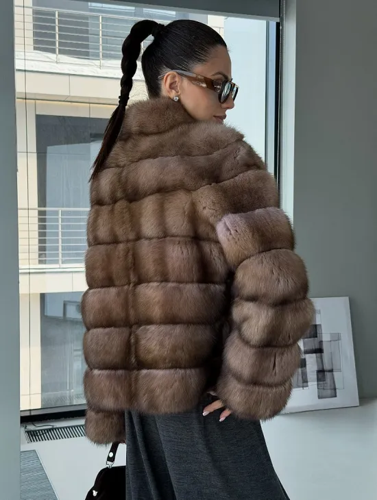 Полушубок из соболя «Тортора графит» - фото 4