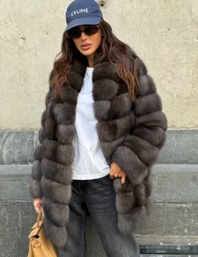 Шуба из меха баргузинского соболя - седина 2 - фото 0