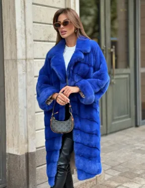 Шуба из меха норки - цвет синий - фото 3