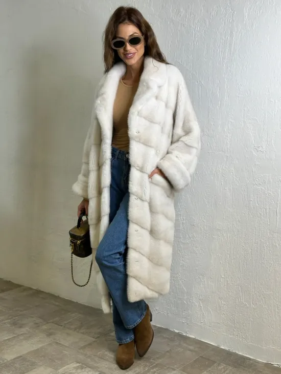 Кимоно шуба английский воротник - цвет колотый лед - фото 4