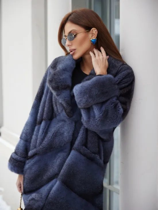 Крестовка кимоно шуба из меха скандинавской норки - фото 1