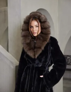 Норка BLACKGLAMA пластины капюшон куница - фото 1
