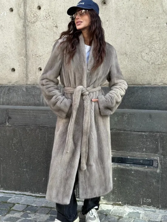 Шуба - пальто в винтажном стиле из скандинавской норки - фото 5